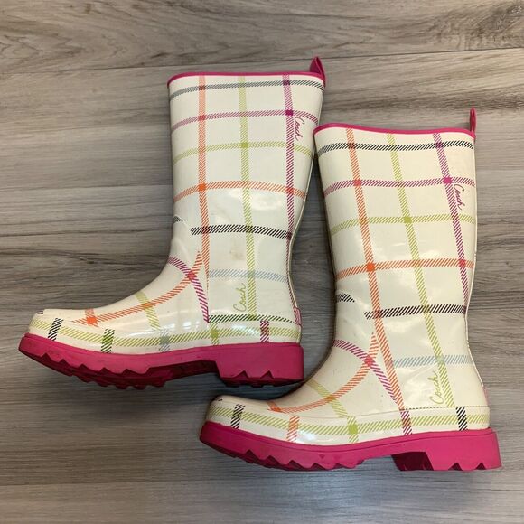 COACH Plaid Rubber Rain Boots Size 6 M Women's multi-colored Paisley A7107 - Picture 3 of 13